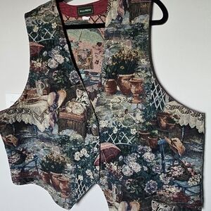 Vintage Portrait Tapestry Vest 3X